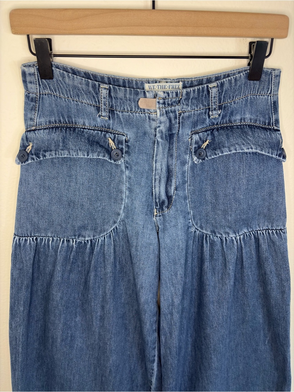 Free People We The Free Lotus Wide Leg Denim Jeans Sz 26 - Picture 2 of 13